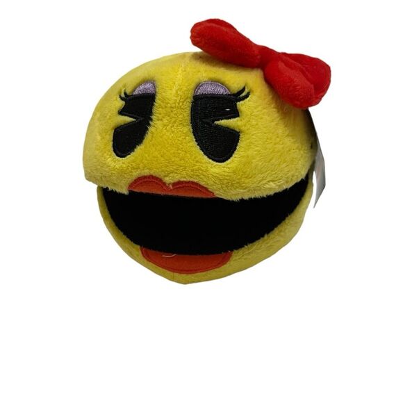 Ms. Pac-Man Video Game Pacman Plush 4" Toy Stuffed Doll Ball Yellow Arcade - Picture 1 of 9